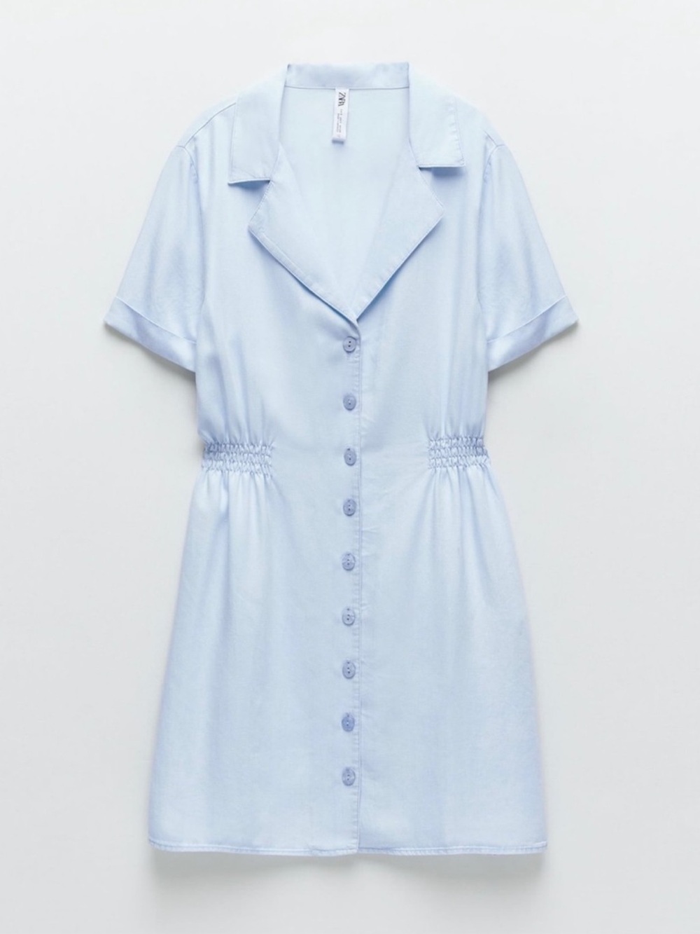 Zara Pale Blue Button-Front Mini Dress - Picture 2 of 6